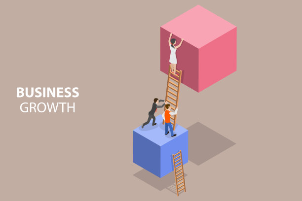 三维等距平面矢量概念插图的业务增长图片下载