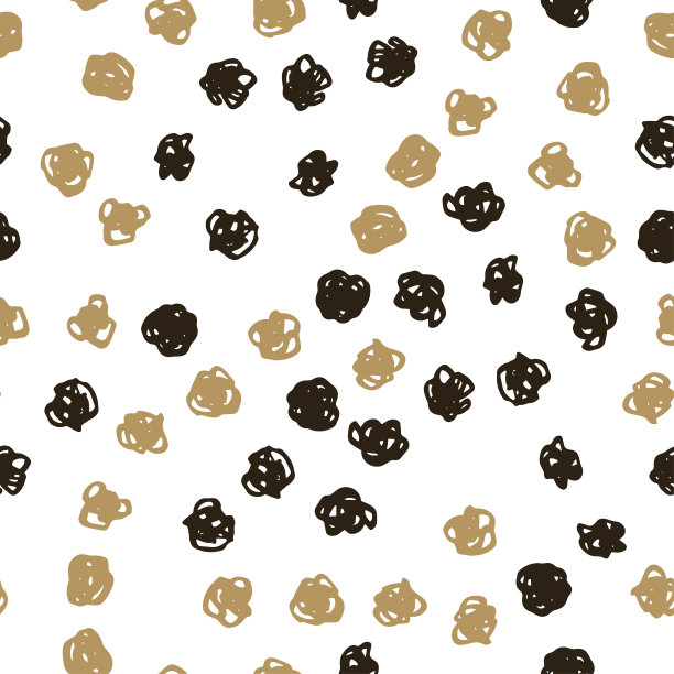 米色和黑色圆点抽象无缝图案的白色背景。向量设计纺织品，背景，衣服，包装纸，织物和壁纸。时尚插画无缝图案。图片下载