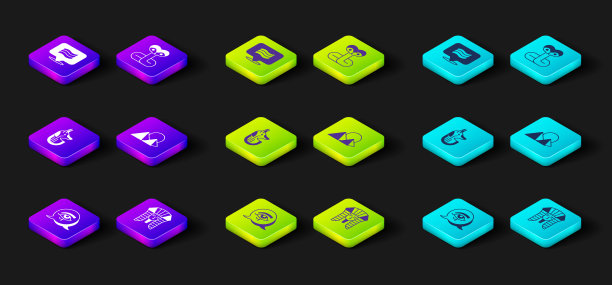 设置荷鲁斯之眼，埃及法老，阿努比斯，金字塔，蛇和标志的旗帜。向量图片下载