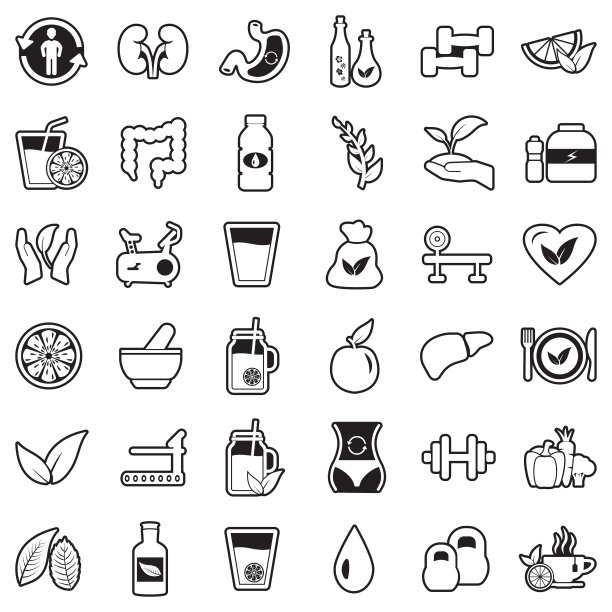 排毒图标。线条与填充设计。矢量插图。图片下载