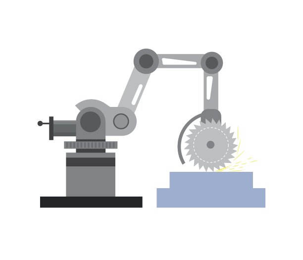 流水线图标。机器人技术概念，白色背景上的机器人手势。图片下载