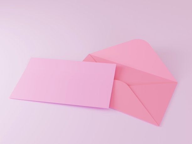 打开粉红色信封与空白卡片在粉红色的背景图片下载