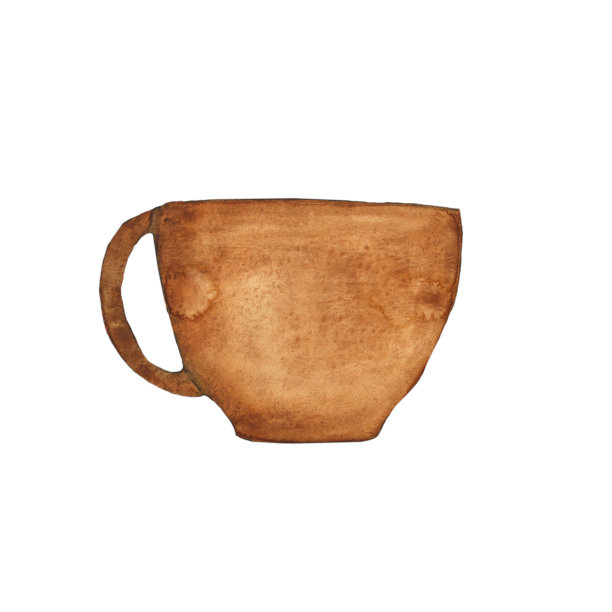 一个粘土棕色的杯子孤立在白色的背景。水彩手绘插图可爱的陶瓷杯或马克杯。适合制卡、印刷、装饰。图片下载