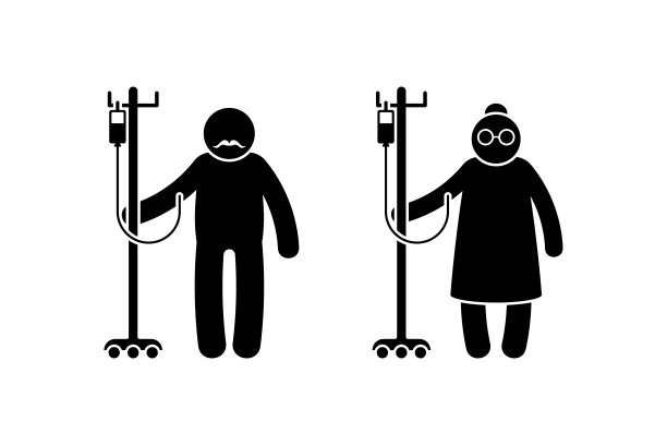 祖父母棍图老男人和女人矢量插图集。祖父和祖母夫妇站在下降柜台前的看法图标剪影象形图上的白色图片下载