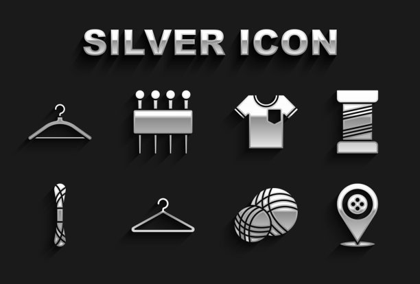 设置衣架衣柜，缝纫线，位置裁缝店，线球，t恤，和缝纫图标针。向量图片下载