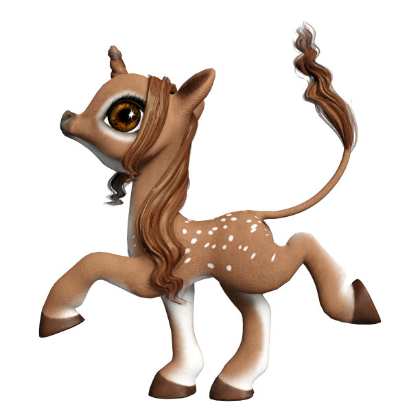 3D渲染小鹿在白色图片下载