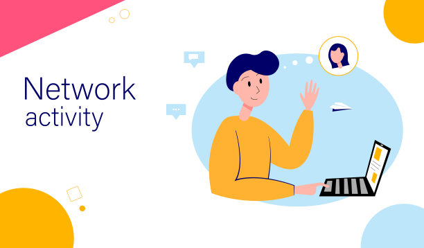 网络活动登陆页面模板。人们使用社交网络进行交流。矢量插图的沟通通过互联网，视频，新闻，社交网络，信息，网站。图片下载