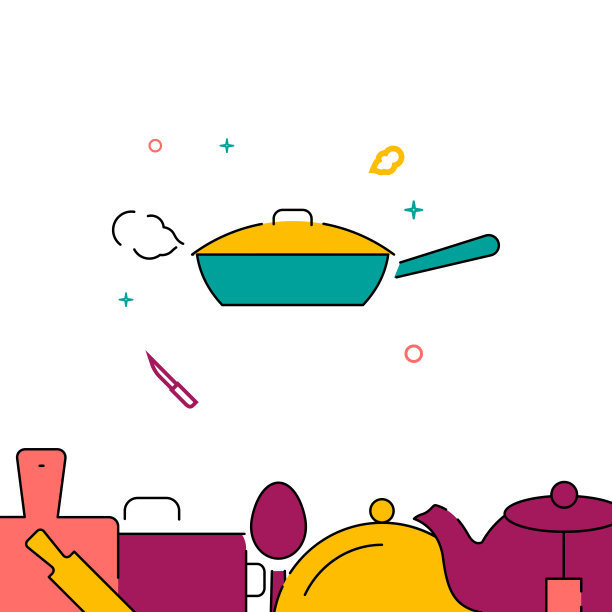 覆盖煎锅填充线图标，简单的矢量插图图片下载