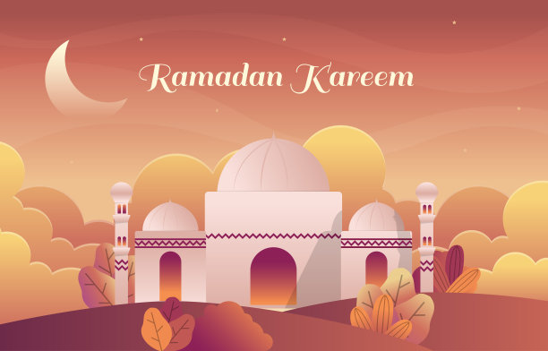 美丽的清真寺斋月卡里姆问候伊斯兰节日穆斯林庆祝卡图片下载