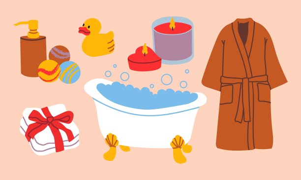 各种浴室用品。手绘矢量插图。所有元素都是隔离的。图片下载