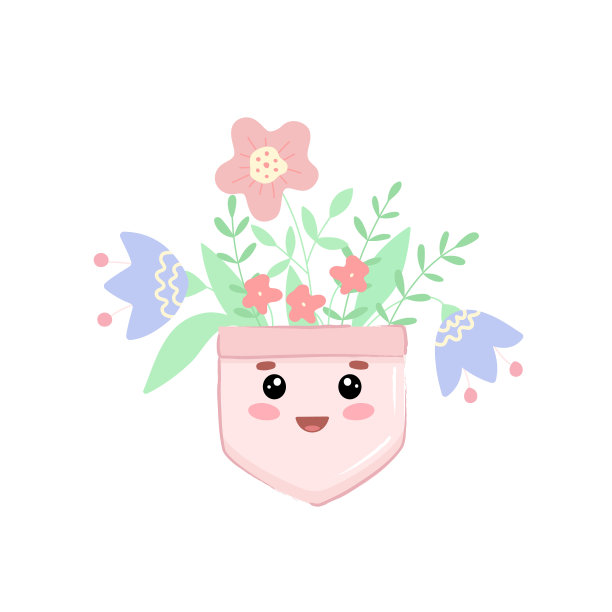 手绘可爱卡哇伊口袋花。图片下载