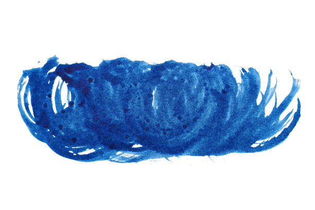 蓝色抽象水彩油漆刷笔画纹理孤立的标志和旗帜的白色背景。设计，创意和插画。图片下载