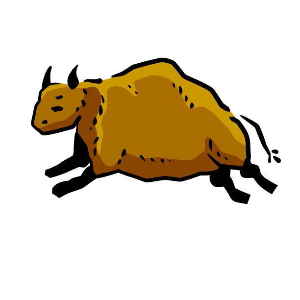 岩石艺术。牛的画。原始部落的卡通。跑的动物图片下载