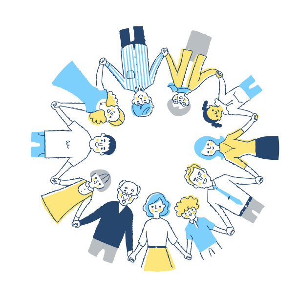 不同种族的人们手拉着手围成一圈图片下载