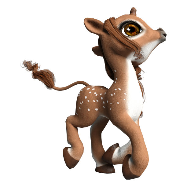 3D渲染小鹿在白色图片下载