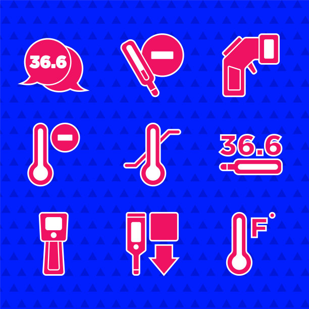 设置气象温度计，数字，医疗，和图标。向量图片下载