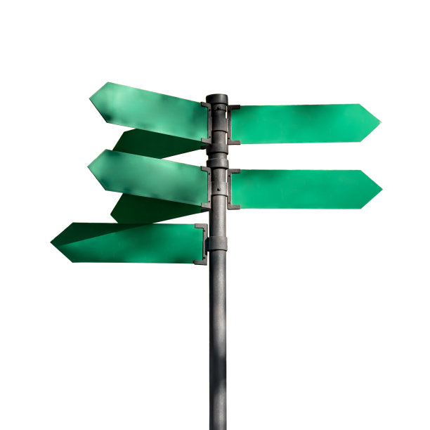 金属杆与七个绿色箭头孤立在白色图片下载