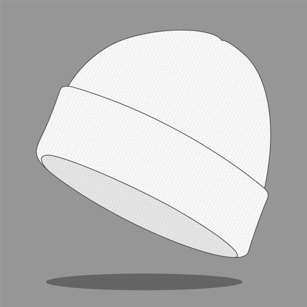 灰色背景上的白色豆豆帽模板向量图片下载