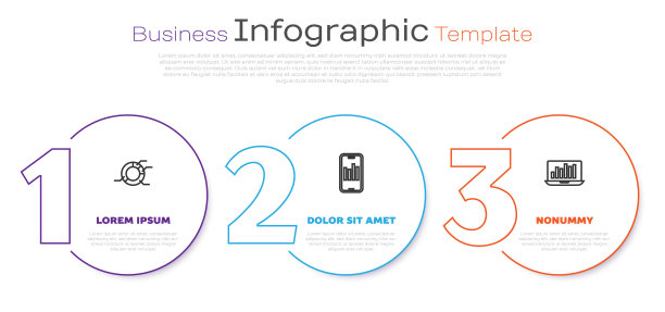 设置线饼图信息图表，移动与笔记本电脑。业务信息模板。向量图片下载