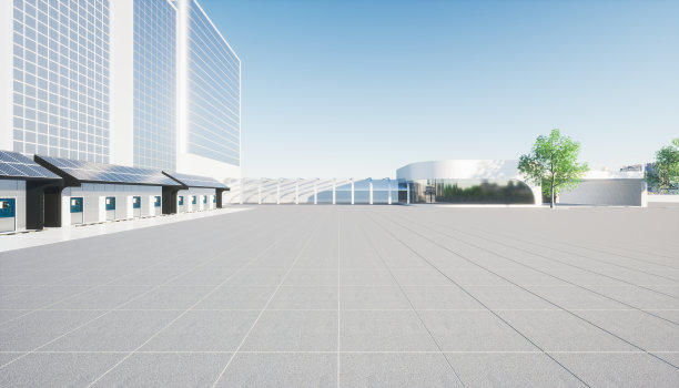 产品展示背景的混凝土地面空间的三维渲染。图片下载