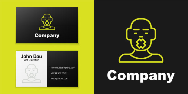 标志线头部聋哑人图标孤立在黑色背景。沉默的迹象。残疾的概念。标志设计模板元素。向量图片下载