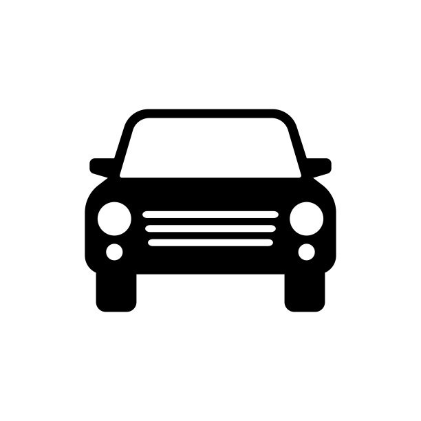 汽车图标。黑色的轮廓。前视图。矢量简单平面图形说明。白色背景上的孤立对象。隔离。图片下载