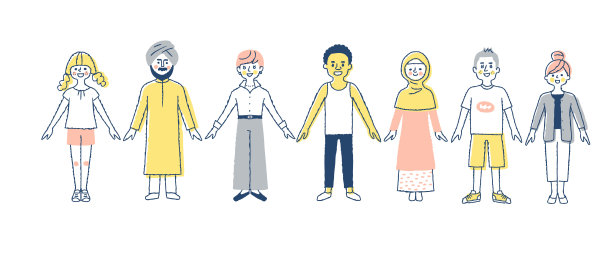 不同种族的人们手牵手图片下载