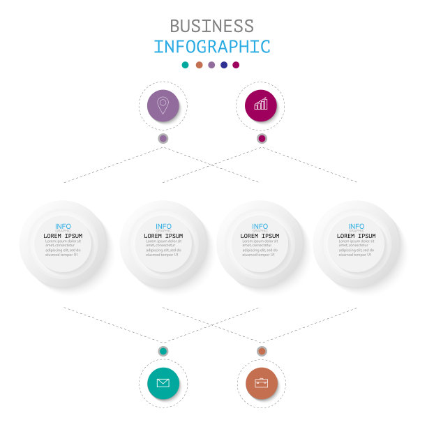 业务数据可视化。过程图。图的抽象元素，带有步骤的图，选项，零件或过程。用于表示的向量业务模板。信息图的创意概念。图片下载