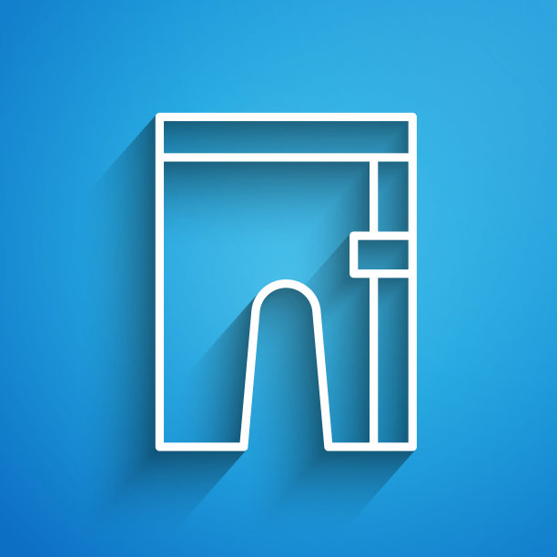 白线自行车短裤图标孤立在蓝色的背景。长长的阴影。向量图片下载