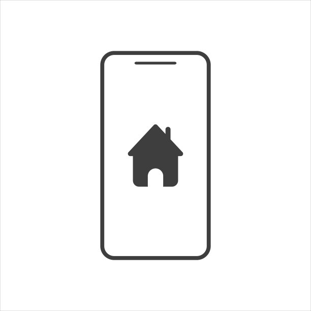 房子图标在电话孤立的白色背景图片下载