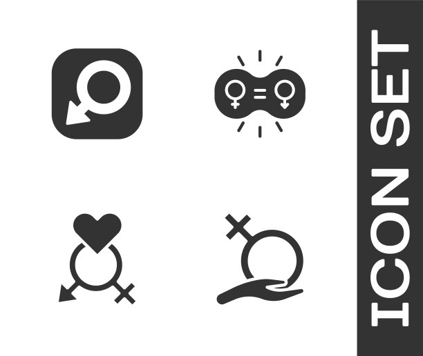 设置女性性别，男性，性别和平等图标。向量图片下载