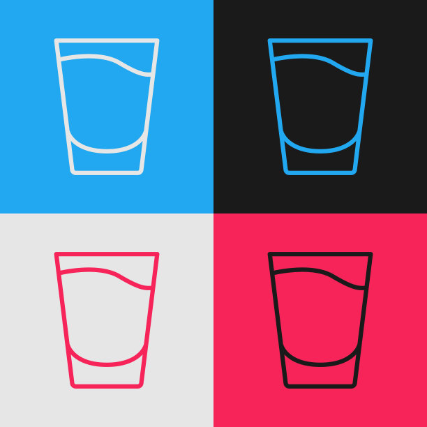 波普艺术线射击玻璃图标孤立的颜色背景。向量图片下载