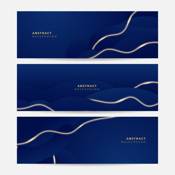 集现代深蓝色和金色旗帜背景。矢量抽象图形设计横幅图案背景模板插图。图片下载