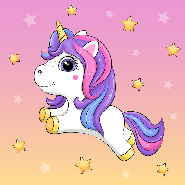 天空中可爱的独角兽宝宝。图片下载