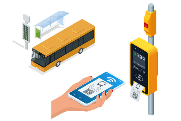 公共交通费用的等距电子验证器。通过移动电话进行非接触式无线支付。验证器的车票。女性在公交车上用智能手机支付非接触式公共交通费用图片下载