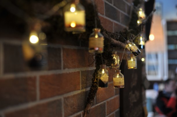 带着暗淡灯光的花环图片下载