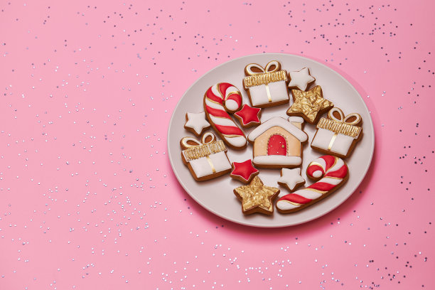 圣诞姜饼曲奇。为文本复制空间。图片下载