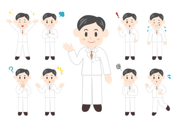 矢量插图的人。医务人员图标设置。医护人员，医生，研究员，男人图片下载