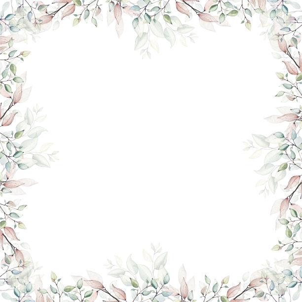 水彩画在白色背景上的花框。图片下载