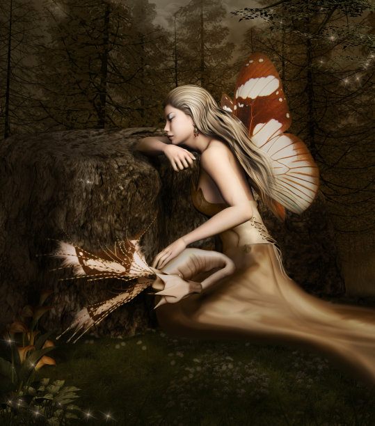 森林中央的睡美人图片下载