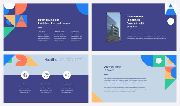 一组矢量幻灯片。图片下载