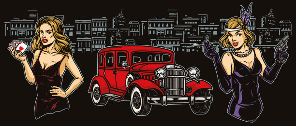 黑手党彩色复古概念图片下载