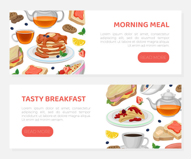 美味的早餐登陆页面模板集新鲜图片下载