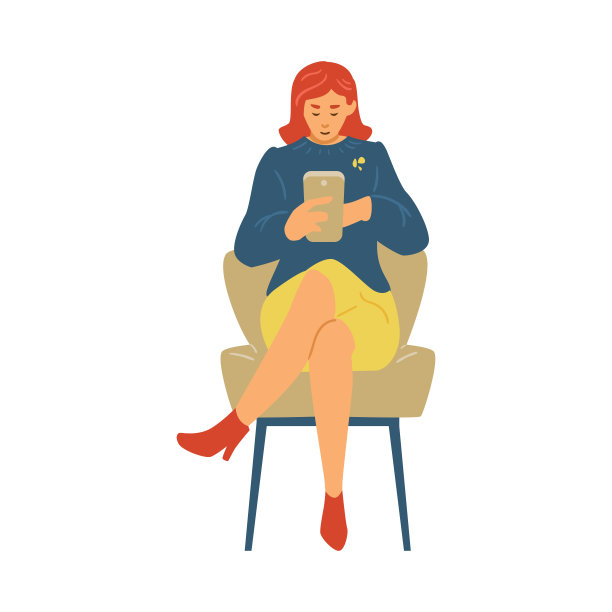 妇女使用电话上网或接收新闻，矢量插图孤立。图片下载