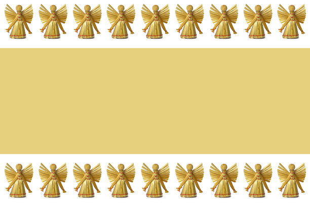 圣诞背景以天使稻草装饰镶边图片下载