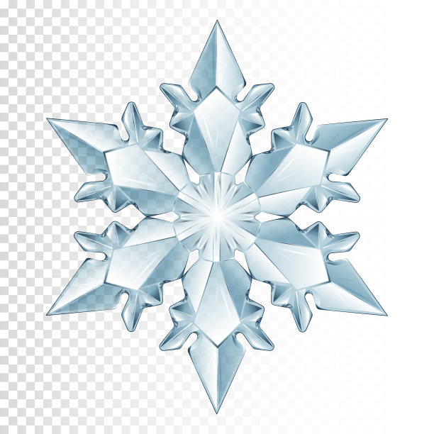 现实的透明的蓝色雪花，孤立。图片下载