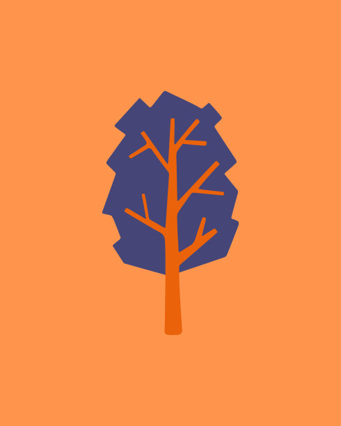 卡通风格的树形插图孤立在彩色背景上，可作为设计元素图片下载