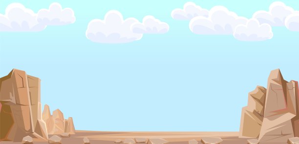 岩石峭壁。落基山脉的山峰。石景观。天空的云。说明向量图片下载