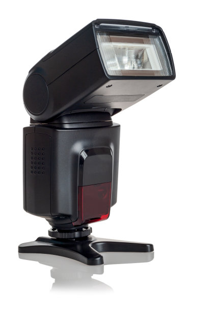 脉冲闪光灯，摄像头，无线连接，照片附件，隔离在白色背景上图片下载