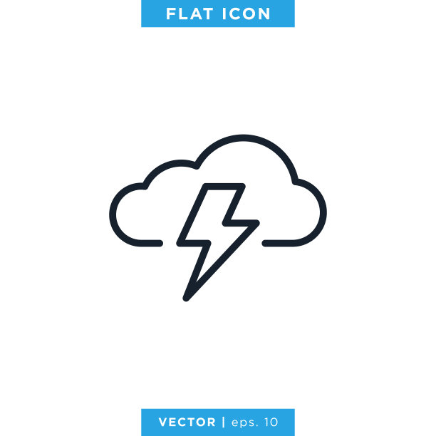 云和风暴图标矢量股票插图设计模板。可编辑的中风。图片下载